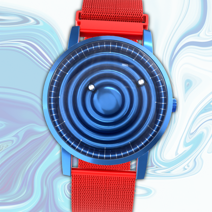 Wave Blue Maschenarmband Rot (mit Glas)